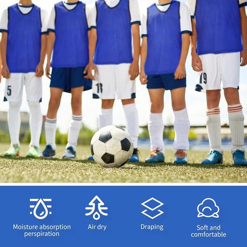 24 Pieces Nylon Mesh Pinnies Scrimmage Vests Team Jerseys Team Practice Vests for Children Youth Sports Soccer Basketball Football Adult, Blue and Red in Saudi Arabia