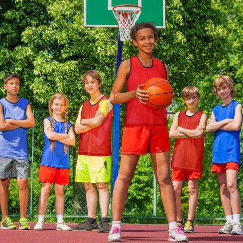 24 Pieces Nylon Mesh Pinnies Scrimmage Vests Team Jerseys Team Practice Vests for Children Youth Sports Soccer Basketball Football Adult, Blue and Red in Saudi Arabia