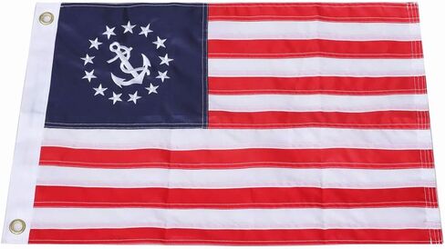 Yafeco علم قارب مخيط من Yafeco مقاس 16 × 24 بوصة، علم قارب يخت مقاس 12 × 18 بوصة، علم أمريكي بحري بالكامل مع خطوط مخيطة ونجوم مطرزة وحلقات نحاسية in Kuwait