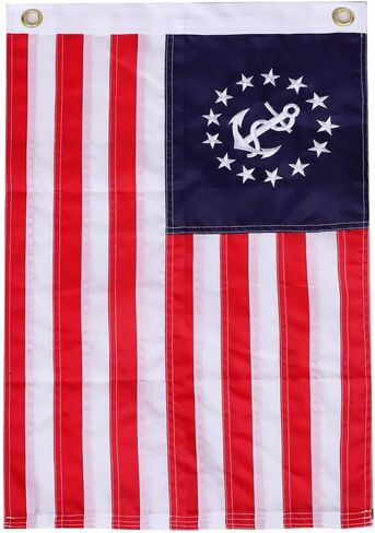 Yafeco علم قارب مخيط من Yafeco مقاس 16 × 24 بوصة، علم قارب يخت مقاس 12 × 18 بوصة، علم أمريكي بحري بالكامل مع خطوط مخيطة ونجوم مطرزة وحلقات نحاسية in Kuwait