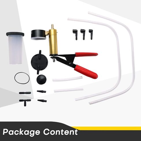 طقم نزيف الفرامل مع مضخة فراغ محمولة | 16 قطعة نظام نزيف الفرامل والقابض مع محولات القياس، مجموعة نزيف سائل الفرامل للسيارات للدراجة والدراجات النارية والسيارة والشاحنة in Kuwait