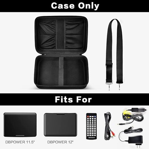 حافظة متوافقة مع مشغل DVD المحمول DBPOWER مقاس 11.5 بوصة و12 بوصة للسيارة، وحقيبة تخزين حامل مع حزام وجيب شبكي للبطارية، وشاحن السيارة، ومحول الطاقة وجهاز التحكم عن بعد (الجراب فقط) in Kuwait