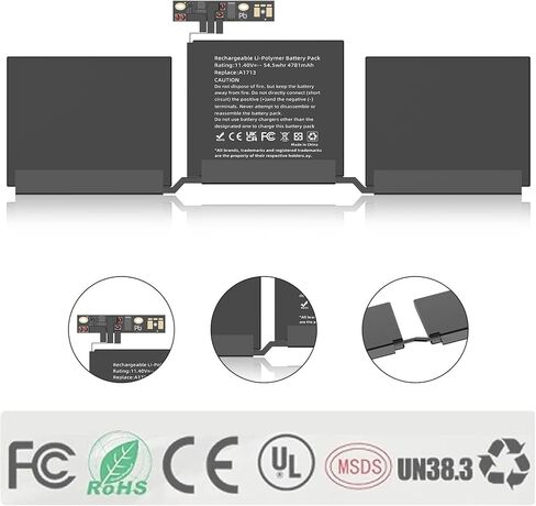 MacBook Pro A1708 Battery A1713 for MacBook Pro 13-inch A1708 Laptop Replacement Battery [Late 2016, Mid 2017] EMC 3164 2978-11.4V 54.5Wh 4781mAh in Saudi Arabia
