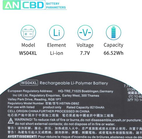 ANCBD WS04XL Laptop Battery for HP Spectre X360 14-EA0002NI 14-EA0007NA 14-EA0003NS 14-EA0077TU 14-EA0030TU 14-EA0053TU 14T-EA000 Series WSO4XL HSTNN-DB9Z L97352-2D1 L97357-005 7.7V 66.52Wh/8210mAh. in Saudi Arabia