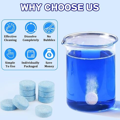 100 Pieces Windshield Washer Tablets, Economy 100 Gallons Windshield Wiper Fluid, 1 Piece Makes 1 Gallons, Professional Car Window Cleaner, Remove Glass Stains, (Winter: Use With De-Icer or Methanol) in Saudi Arabia