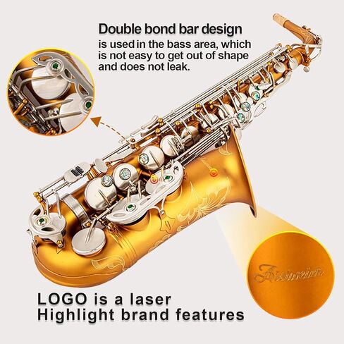 ساكسفونات Aisiweier Alto Saxophone E-Flat 10 قصب ألتو ساكسفون، قفاز، حزام، صندوق، فرشاة، قطعة قماش للتنظيف، 8 وسادات وسادة لقطعة الفم in Kuwait