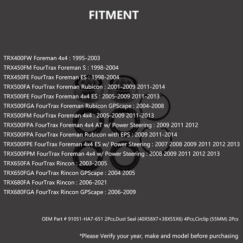 محمل العجلة الأمامية لهوندا فورمان TRX400 95-03، TRX450 98-04، TRX500 01-09 11-04، رينكون TRX650 03-05، TRX680 06-21 in Kuwait