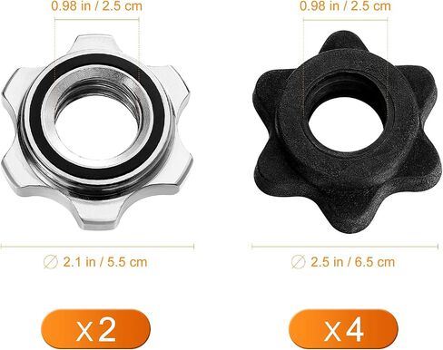 6pcs Spinlock Collars, Anti-Slip Spin-Lock Collar Hex Nut Screw Clamp Spinlock Collar for Dumbbell Weight Lifting in Saudi Arabia