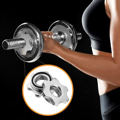 6pcs Spinlock Collars, Anti-Slip Spin-Lock Collar Hex Nut Screw Clamp Spinlock Collar for Dumbbell Weight Lifting in Saudi Arabia