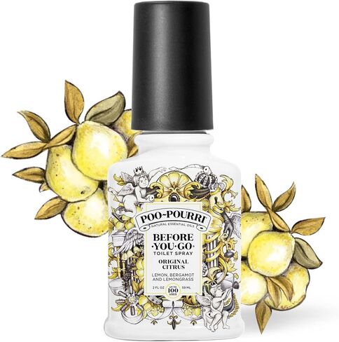 بخاخ المرحاض Poo-Pourri Before-You-Go، الحمضيات الأصلية، 2 أونصة سائلة - الليمون والبرغموت وعشب الليمون (عبوة من قطعتين) in Kuwait
