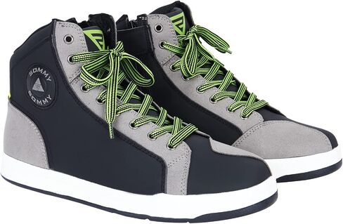 VVINMO Motorcycle Microfiber Leather Shoes Casual Street High Top Sneakers for Men, with Gear Pad Non-Slip Sole Side Zipper Closure in Saudi Arabia