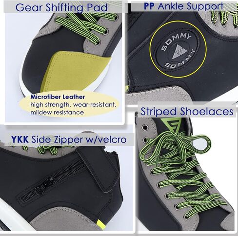 VVINMO Motorcycle Microfiber Leather Shoes Casual Street High Top Sneakers for Men, with Gear Pad Non-Slip Sole Side Zipper Closure in Saudi Arabia