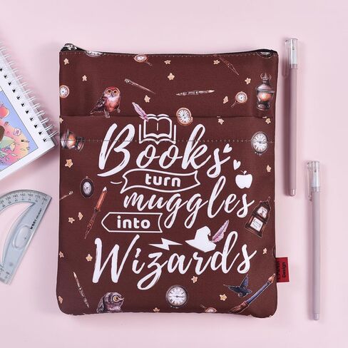 LParkin Wizarding World Book Sleeve for Potter Fans, Books Turn Muggles Into Wizards Book Protector, Washsble Fabric Book Covers for Paperbacks Wizard Gifts in Saudi Arabia