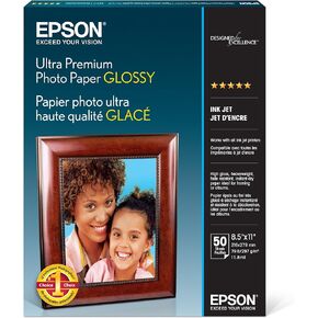 Epson Ultra Premium Photo Paper GLOSSY (8.5x11 Inches, 50 Sheets) (S042175),White