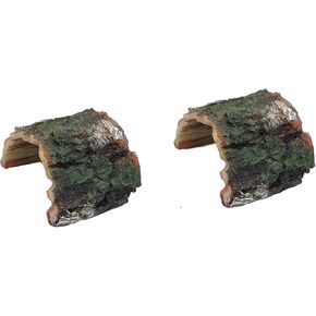 2 Pack Betta Log Resin Hollow Tree Trunk Ornament, Aquarium Hideout Reptile Cave Ornament Terrarium Fish Tank Decoration for Fish Shrimp or Small Reptile Turtle Tarantula