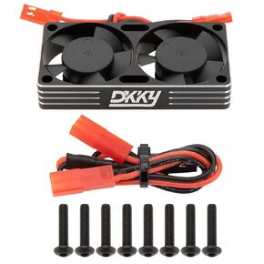 DKKY RC Motor Cooling Fan Heatsink 30mm Dual Fan for ARRMA Axial Traxxas 1/6 1/8 1/10 RC Crawler Car 3650 550 3660 4274 4068 4268 Motor (Black)