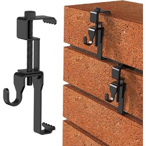 Stainless Steel Brick Wall Clips, Brick Hooks Clamp Outdoor Heavy Duty 1-3/4" to 2-3/4" Brick Hook Brick Hangers No Drill, 6 Packs