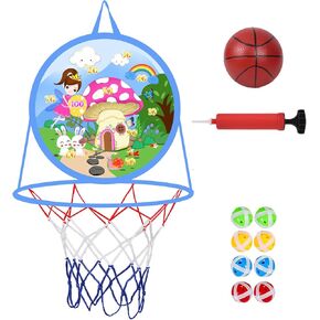 2 in 1 Basketball Hoop and Dart Board, 14" Dart Board for Kids, Basketball Hoop for Kids Toddlers, Sports & Outdoor Play, Birthday Gift Toys for 3 4 5 6 7 8 9 10 Year Old Boys Girls Kids, Party Favors