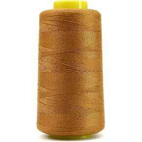 1500 Yards Jean Thread for Sewing Machine, 20s/2 Heavy Duty Strong Thick Bonded Cone Spools for Blue Jeans Denim Shoes Bag Canvas Leather Nylon Hand Sewing, 100% Polyester (Gold Thread, Yellow Core)