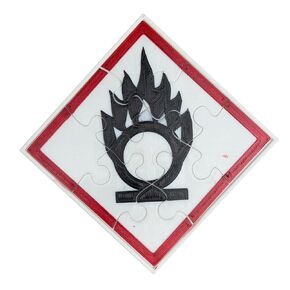 Didactica3d Interactive GHS Pictograms Puzzles, Teach Employees Safety, Hazardous Chemicals Game, Learning safety, Educational Toys for workers (Flame Over Circle)