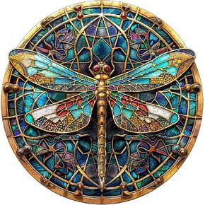 Wooden Puzzles for Adults, Wooden Dragonfly Puzzles, Christmas Puzzles Gifts for Women Men, Wooden Adult Puzzles (M-11.4 * 11.2in 200pcs)