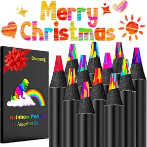 Stocking Stuffers for Kids,12-Color Rainbow Pencils, Valentines Day Christmas Gifts for Adults Teenagers, Teens Birthday Party Art Supplies, Easter Basket Stuffers, Cool Colored Pencils for Girls