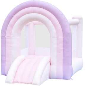 Magic Rainbow Bounce House, White Bounce House with Slide, Blower Included, Kids Bouncy Castle Indoor Outdoor, 8 L x 6 W x 6.7 H ft, Dreamy Play Space for Kids