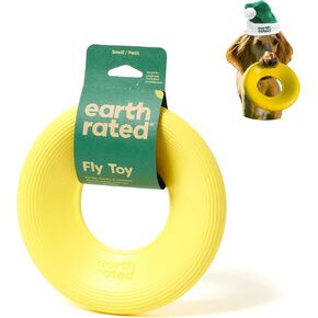 Earth Rated Flying Disc Dog Toy, Interactive Flying Saucer Toy for Adult and Puppy Dogs, Floats in Water, Large, Yellow