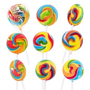 Narwhal Novelties Star Lollipop, Bulk Candy Individually Wrapped, Christmas Candy Bulk, Christmas Candy Stocking Stuffers, Kids Birthday Party Favor, 2" Large Rainbow Swirl Loliipops (Pack of 18)
