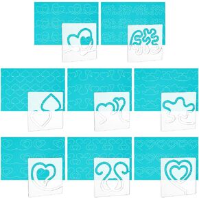 UNICRAFTALE 8Pcs 8 Styles Free Motion Quilting Template Transparent White Acrylic Sewing Machine Ruler Templates Mixed Shapes Sewing Templates 149x149x3mm for Hand Patchwork Cutting Craft