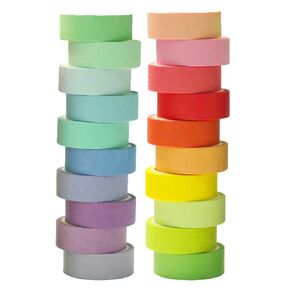20 Rolls Washi Tape Set, Rainbow Washi Tape Colorful Masking Tape 15mm Wide, Decorative Tape for Bullet Journal, Book, Planner, Scrapbooking, DIY Arts Crafts