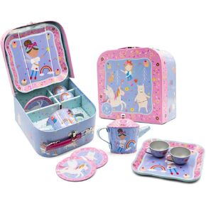 Floss & Rock Rainbow Fairy Kids Tin Tea Set, 7 Piece, 6.8 Inch