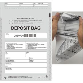 Plastic Deposit Bags 100 Pack 9''x12'', Opaque Security Bank Deposits Bags,Cash register bags,Money bag for Cash,Bank Pocket,Tamper-Evident Bags,Unique Barcode