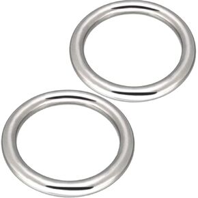 Abimars 2" Seamless Metal O Ring, 10 Pack 304 Stainless Steel Rings Load 320lbs, Solid, Heavy Duty Multi-Purpose Metal O-Ring for Macrame,Dog Leashes
