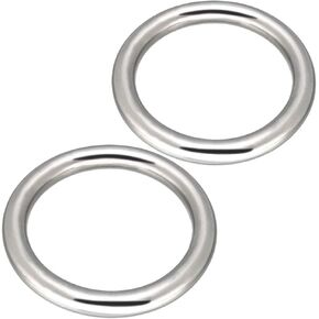 Abimars 2" Seamless Metal O Ring, 10 Pack 304 Stainless Steel Rings Load 320lbs, Solid, Heavy Duty Multi-Purpose Metal O-Ring for Macrame,Dog Leashes