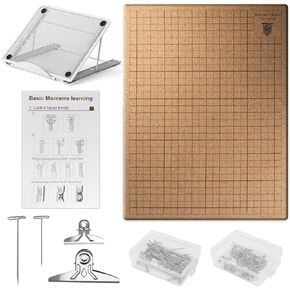 12×16 Inch Macrame Board and Pins Kit, Double Sided Grids Handmade Braiding Macrame Board with Instructions - Perfect Macrame Tools and Supplies for Bracelet Creating, Knotting Creations