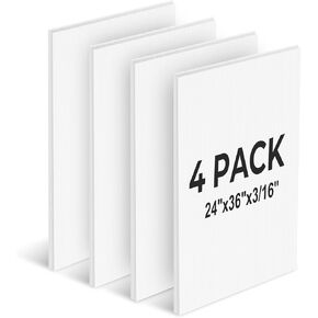 24×36’’ White Poster Board, 3/16 Inches Thick Corrugated Plastic Board, Large Blank Board for Sign, School Projects,Craft,Art, 4 Pack