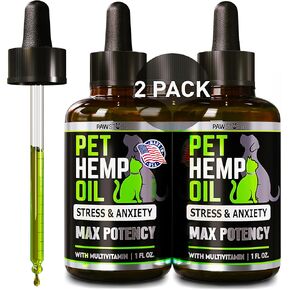 (2 Pack) Hemp Oil for Dogs and Cats - Helps Pets with Anxiety, Pain, Stress, Sleep, Arthritis, Seizures Relief - Cat Anxiety Relief - Omega 3-6-9 - Pet Hemp Oil Drops Treats - Hip and Joint Support