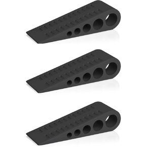 HOMOTEK 2 Pack Wedge Rubber Door Stops Door Chucks Stoppers Wall Protector for Floor & Bottom of Door with Self Adhesive White Holder, 5"x1-9/16"x1-5/16" (Gray)