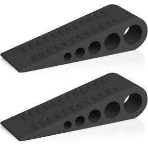 HOMOTEK 2 Pack Wedge Rubber Door Stops Door Chucks Stoppers Wall Protector for Floor & Bottom of Door with Self Adhesive White Holder, 5"x1-9/16"x1-5/16" (Gray) in Saudi Arabia