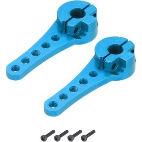 MECCANIXITY 2 Pcs Aluminum Servo Horn Long 25T Steering Arm 46mm Length Bright Gray Suitable for DIY RC Car/Boat/AirplanesBoat Model Accessories with M2.5 Screws