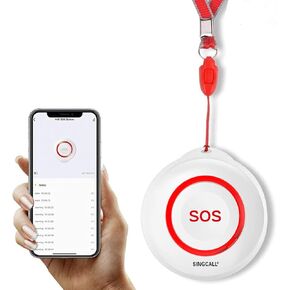 SINGCALL Caregiver Pager Panic Button Alert Button Medical Alert System Emergency Button for Elderly SOS Alarm Bell for Seniors Tuya Smart Waterproof Wireless Pager (only 2.4GHz WiFi)