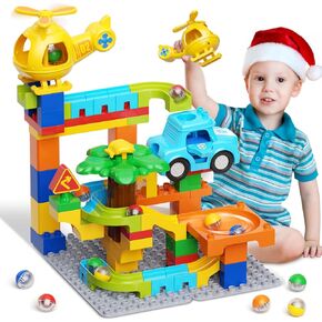 burgkidz Marble Runs for Kids 4-8, Marble Runs Building Blocks, Educational Learning Marble Maze Toys Compatible with All Major Brands of Building Blocks STEM Toys for Kid Age 4 5 6 7 8+