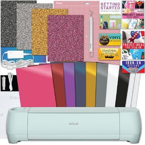 Cricut Explore Air 3 Machine with Vinyl and Iron-On Sampler Bundle - Beginner Friendly Material Sampler with Craft Cutting Machine, HTV and Adhesive Vinyl Variety Pack with Mat for DIY Cricut Projects