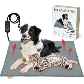 Vannon Pet Heating Pad, Heated Cat Dog Bed with Chew Resistant Cord, 5 Timer and 6 Level Temperature Indoor Warming Mat for Small Dogs and Cats, Waterproof & Overheat Protection, 17.7" × 17.7"