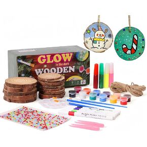 Glow in The Dark Wood Painting Kit - Arts and Crafts for Kids Ages 5-12, Gifts for Girls Boys Birthday Christmas, Girls Toys 5 6 7 8 9 10 11 12 Year Old, Art Supplies Party Activities