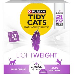 Purina Tidy Cats Low Dust, Multi Cat, Clumping Cat Litter, LightWeight Glade Clean Blossoms - 17 lb. Box