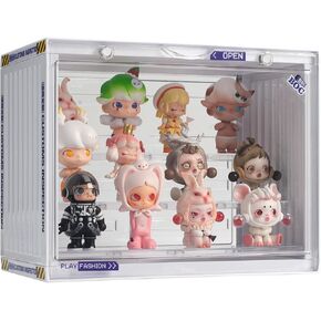 Clear Display Case for Figures, 3 Tier Adjustable Display Stand, Acrylic Display Box with Magnetic Door, Dustproof Showcase for Collectibles Mini Funko Pop Popmart Action Figures (Clear-2 Pack)