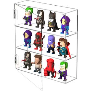 حافظة عرض أكريليك - حافظة عرض شفافة مكونة من 3 طبقات لشخصيات Funko Pop Action - رف خزانة عرض مقاوم للغبار مثبت على الحائط أو سطح المكتب للمقتنيات الصغيرة
