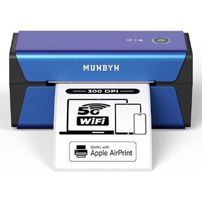 MUNBYN Wireless Label Printer 300DPI, RW401AP Wi-Fi Thermal Printer, AirPrint Connectivity Driver-Free Compatible with iPhone, iPad, Mac, Work with 4x6 Shipping Labels for Windows, Android